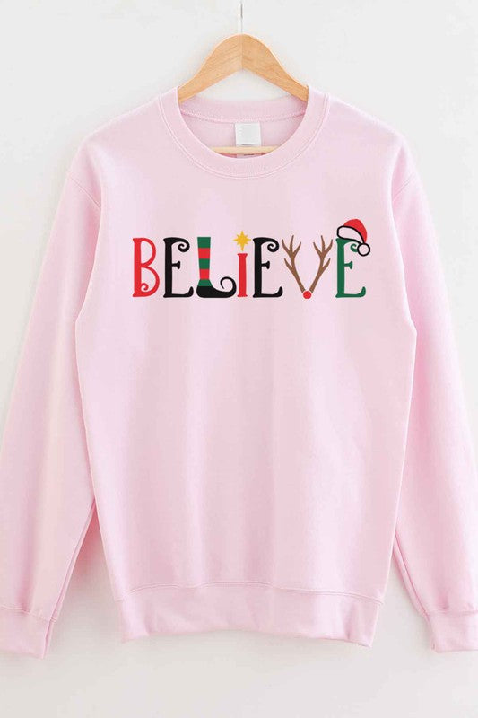 BELIEVE CHRISTMAS GRAPHIC SWEATSHIRT