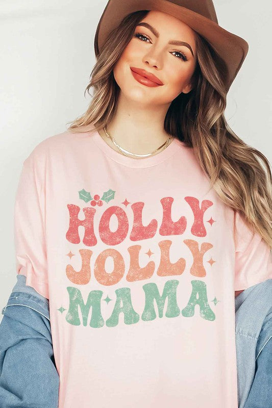 HOLLY JOLLY MAMA CHRISTMAS GRAPHIC T SHIRT