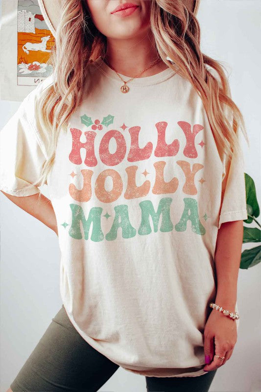 HOLLY JOLLY MAMA CHRISTMAS T SHIRT PLUS SIZE
