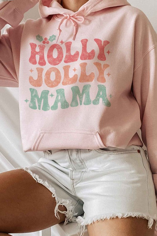 HOLLY JOLLY MAMA CHRISTMAS GRAPHIC HOODIE