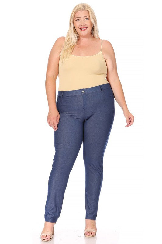 Plus size, stretchy, pull up, full length jeggings