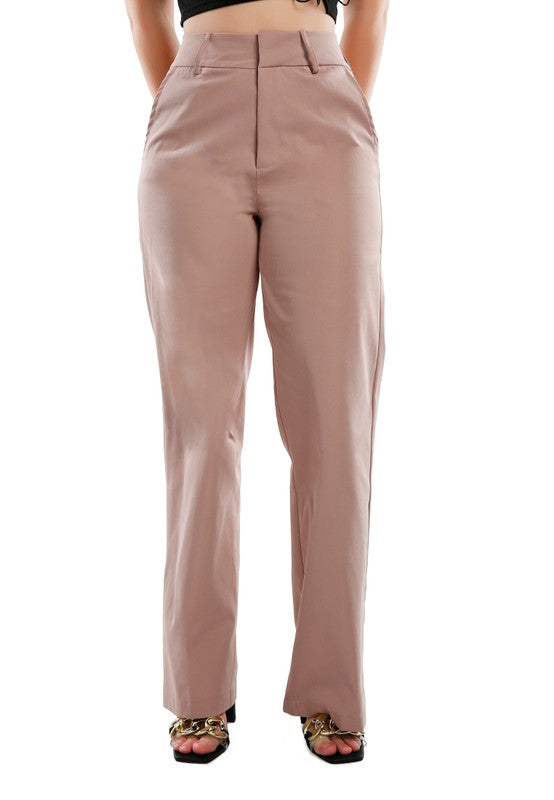 Flared Hem High Waist Pants