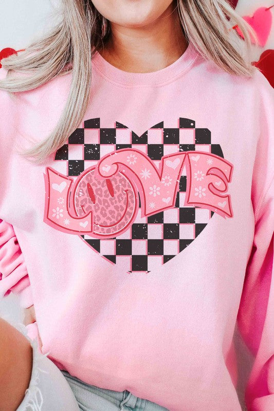 PLUS SIZE - HAPPY FACE LOVE Graphic Sweatshirt