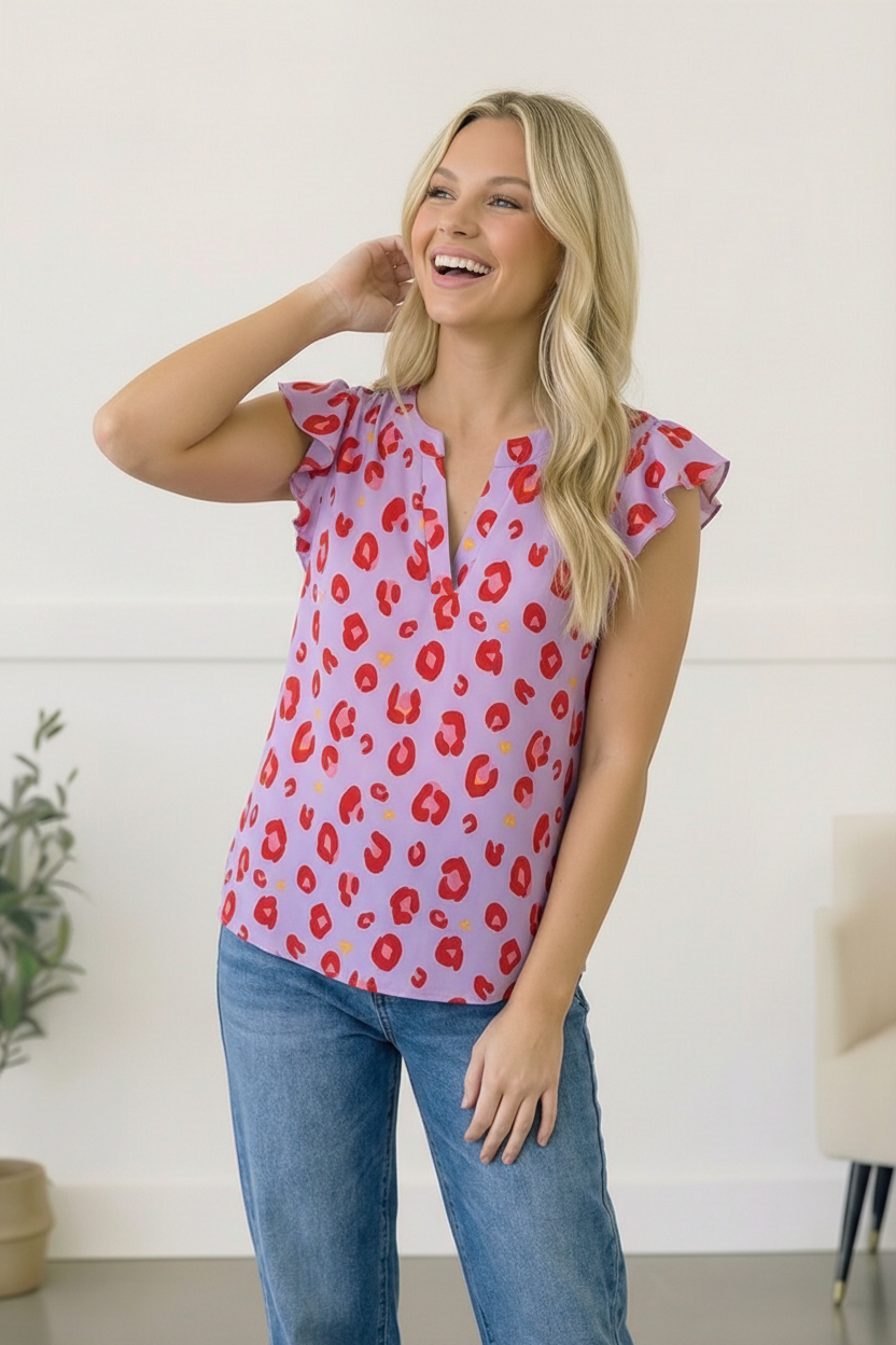 Wild Berry Ruffles Blouse