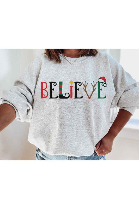BELIEVE CHRISTMAS GRAPHIC SWEATSHIRT