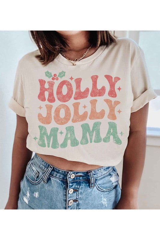 HOLLY JOLLY MAMA CHRISTMAS GRAPHIC T SHIRT