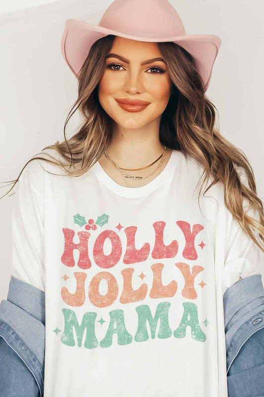 HOLLY JOLLY MAMA CHRISTMAS GRAPHIC T SHIRT