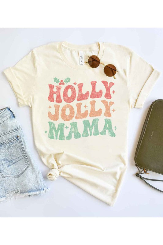 HOLLY JOLLY MAMA CHRISTMAS T SHIRT PLUS SIZE