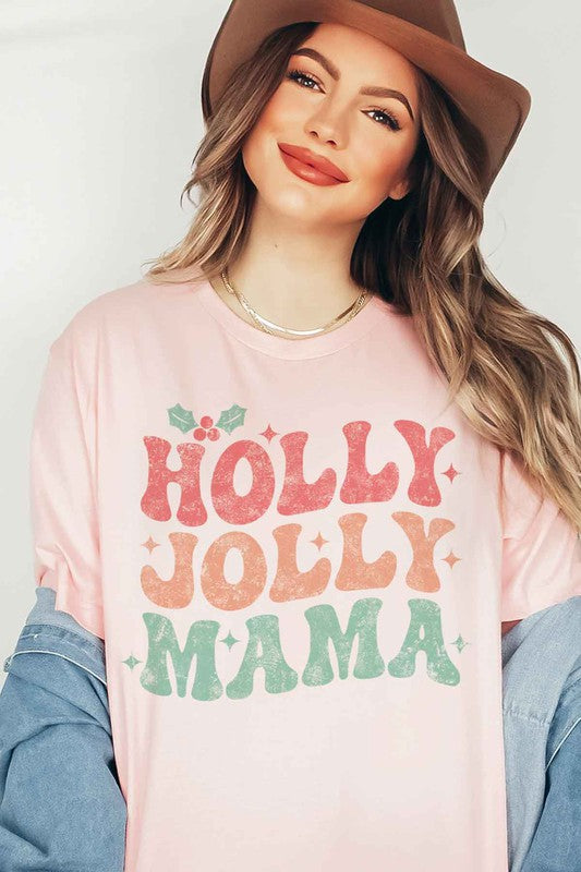 HOLLY JOLLY MAMA CHRISTMAS T SHIRT PLUS SIZE