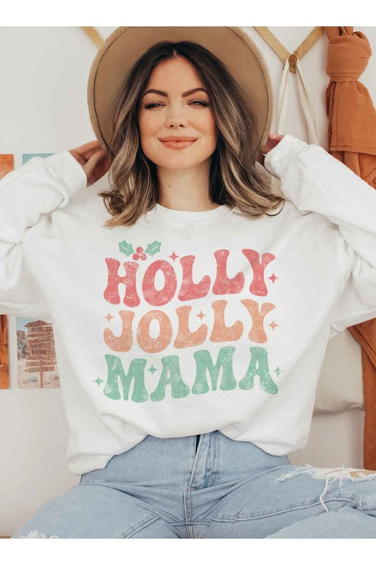 HOLLY JOLLY MAMA CHRISTMAS GRAPHIC SWEATSHIRT