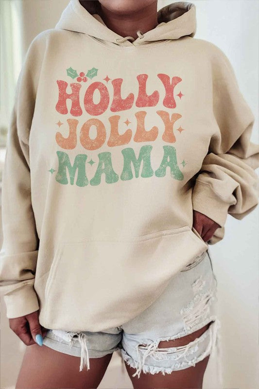 HOLLY JOLLY MAMA CHRISTMAS GRAPHIC HOODIE