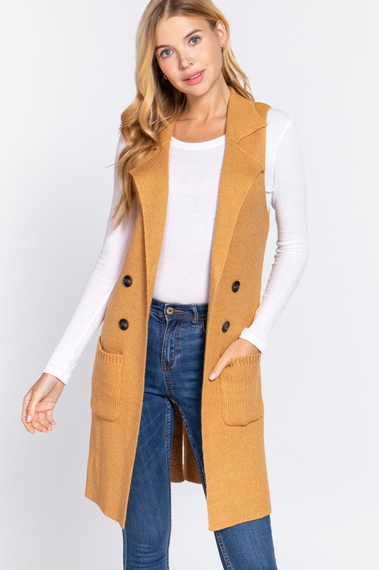 Sleeveless Long Sweater Vest