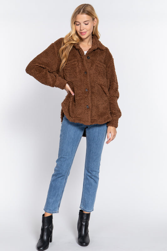 Long Slv Flap Pocket Oversize Jacket