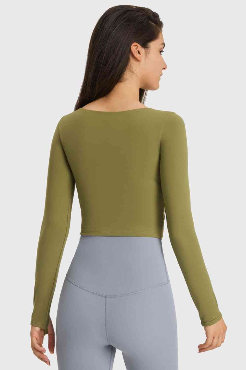 Cutout Long Sleeve Cropped Sports Top